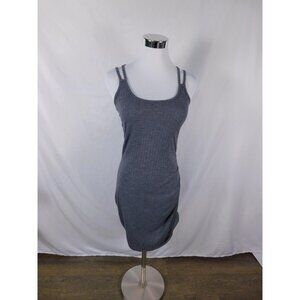 Almost Famous Dress Womens S Gray Tank Bodycon Knee Length Ruched Casual